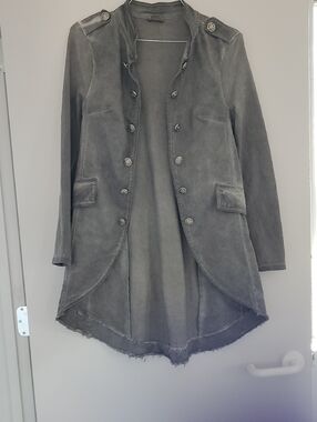 Women's Gray Military-Inspired Trench Coat